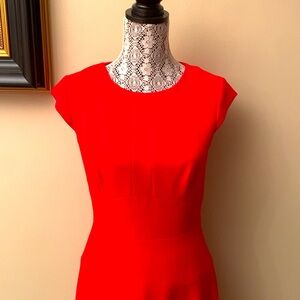 Tahari Red A-Line Dress with Cap Sleeves great for Night Out